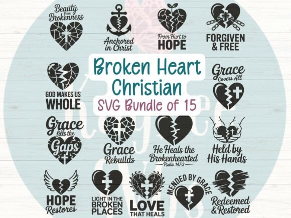 Christian Broken Heart SVG Bundle: Perfect for T-Shirt Designs and Graphics