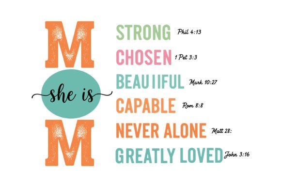 Christian Mom Strength Scripture Design for Graphics & T-Shirts