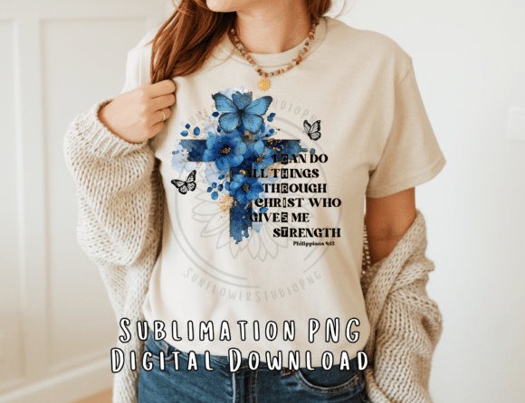 Inspiring I Can Do All Things Christian PNG for T-Shirt Designs