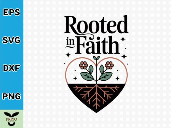 Rooted in Faith Boho Christian T-Shirt Graphics